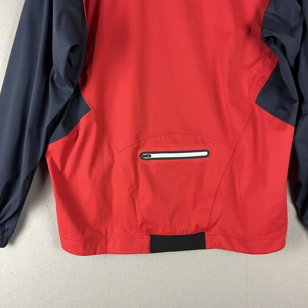 FootJoy FJ Hydroknit Mens Jacket Large Red Blue Long Sleeve 1/4 Zip Golf Logo‎
